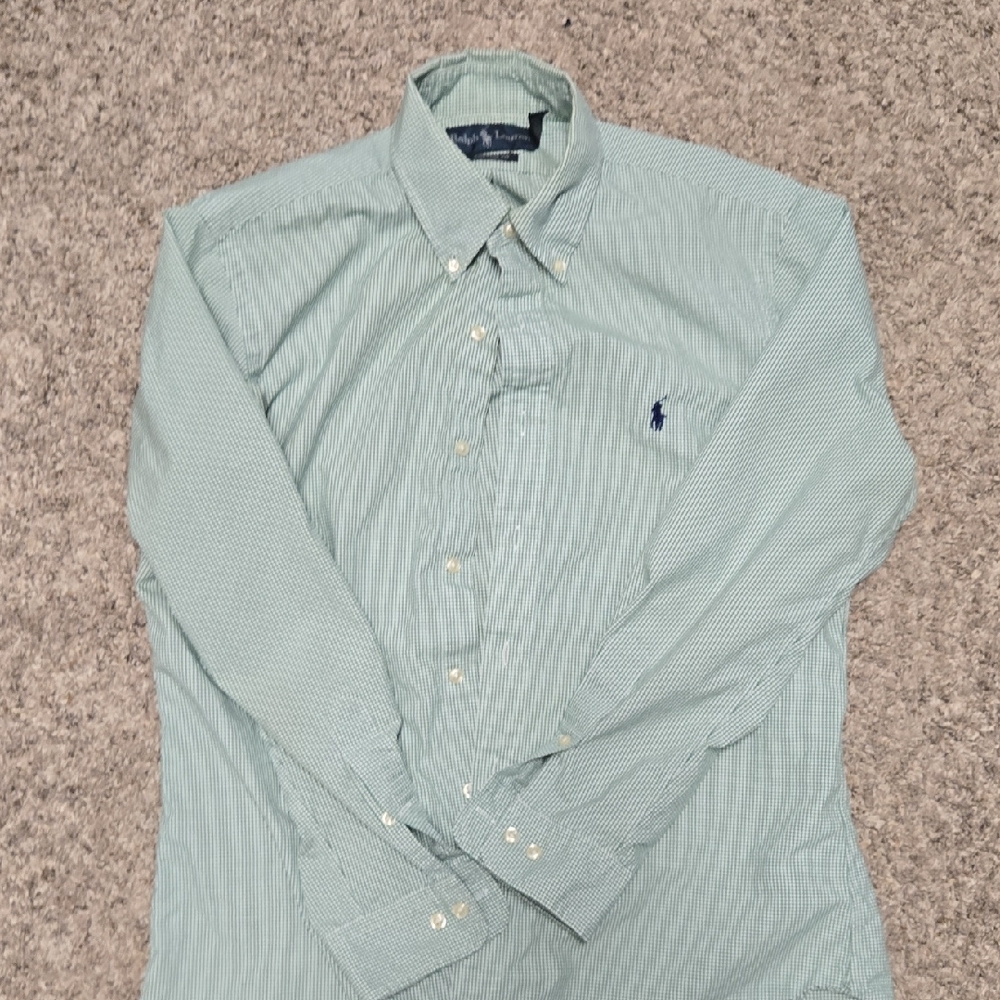Polo by Ralph Lauren Light Green Striped Button-Down Shirt
